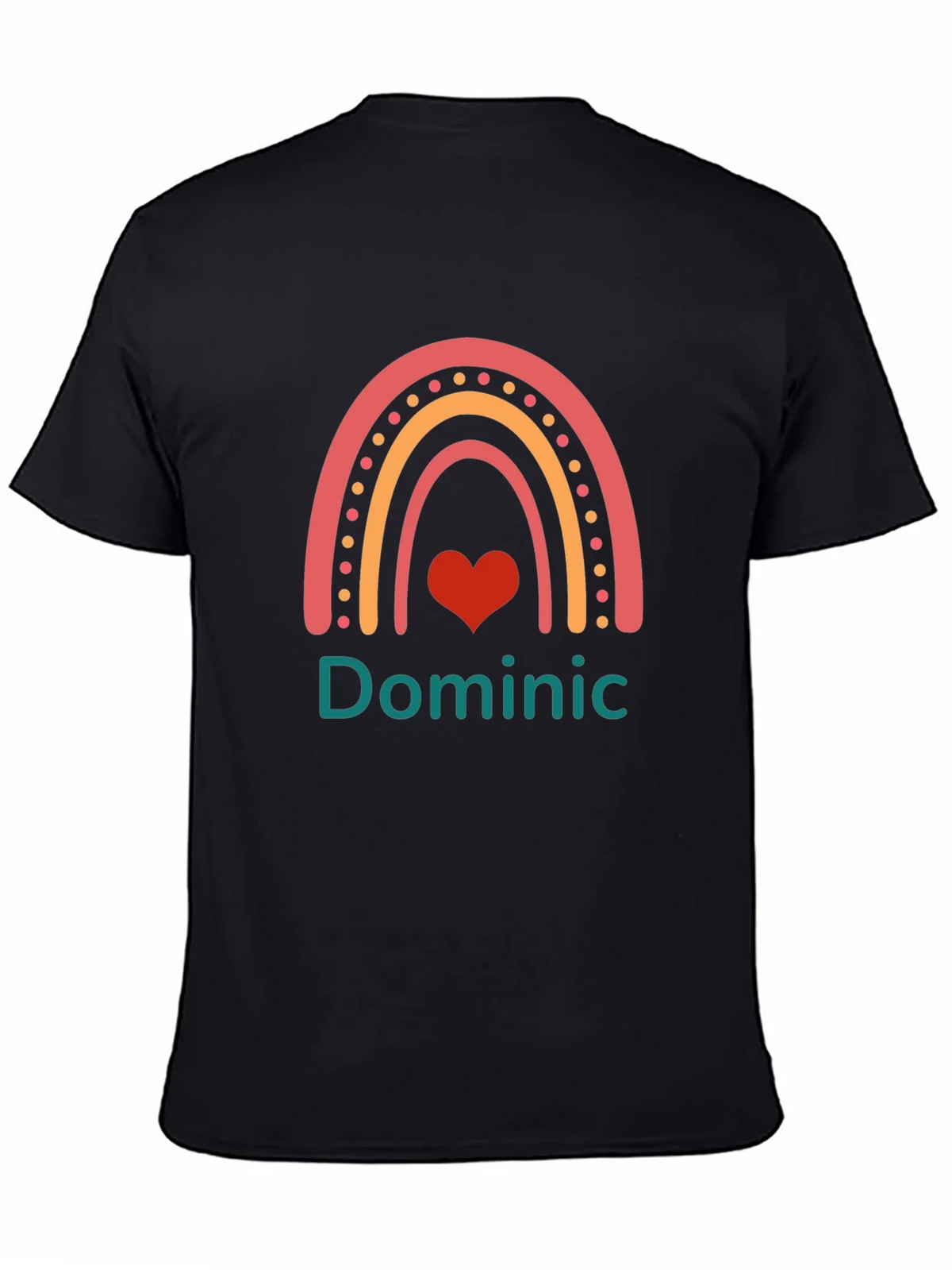 Personalized Dominic Rainbow Heart T-Shirt product image 4