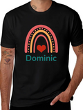 Personalized Dominic Rainbow Heart T-Shirt product image 1