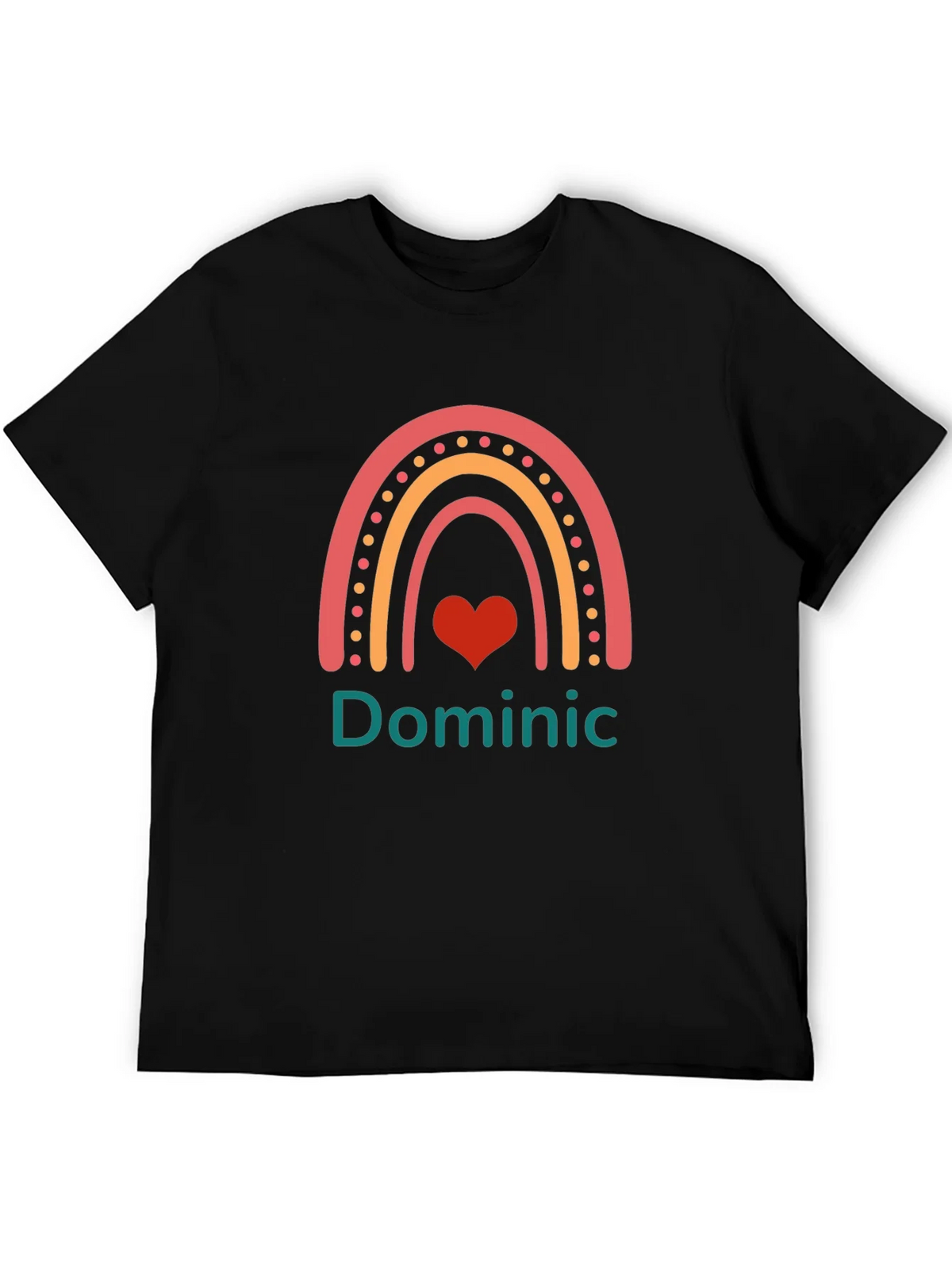 Personalized Dominic Rainbow Heart T-Shirt product image 5