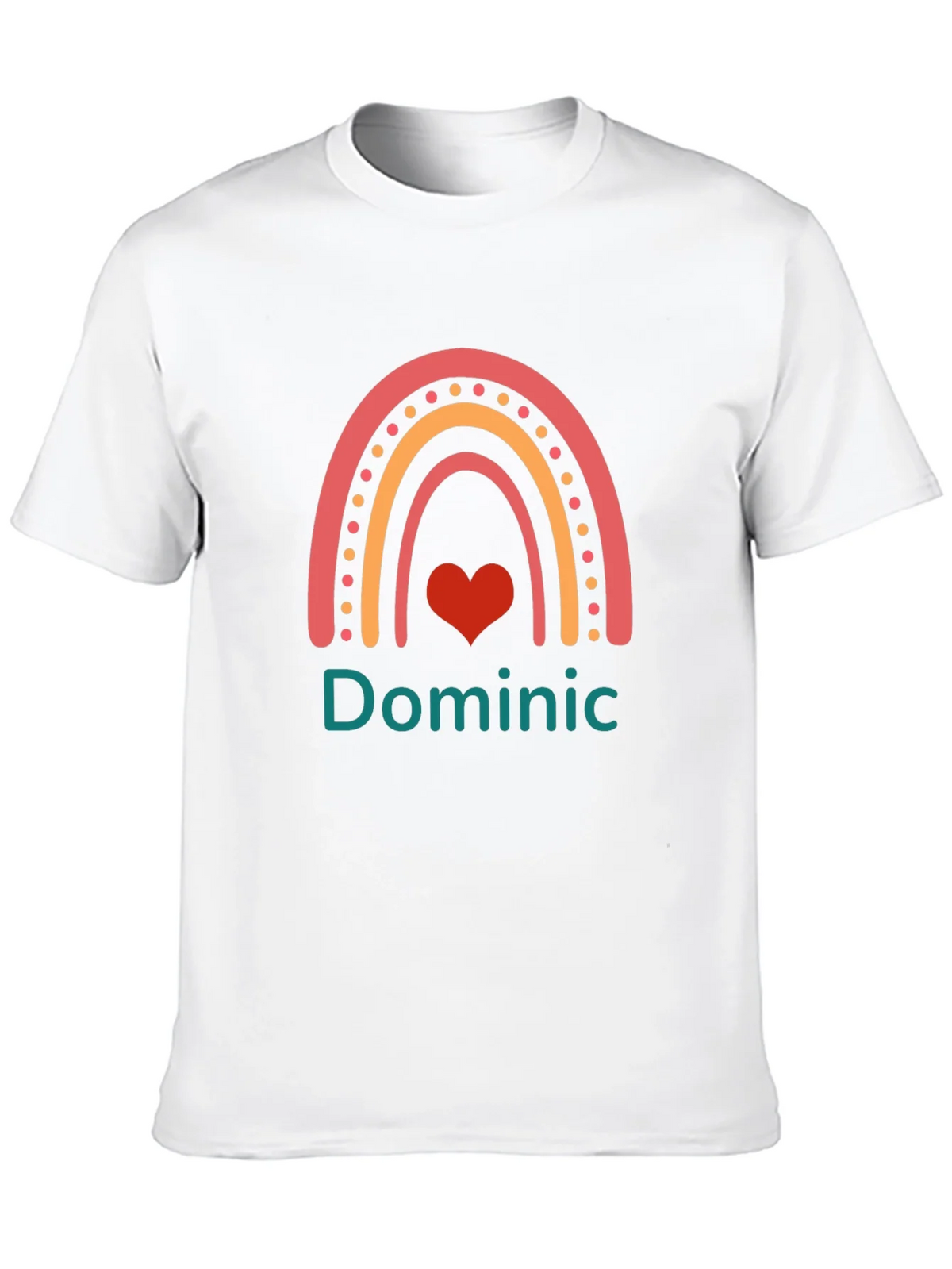 Personalized Dominic Rainbow Heart T-Shirt product image 9