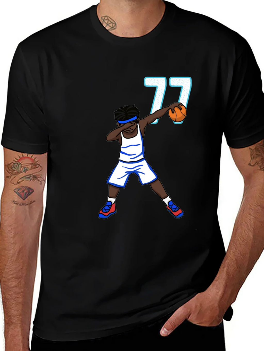 Dabbing Basketball Player T-Shirt - Number 77 product image 1
