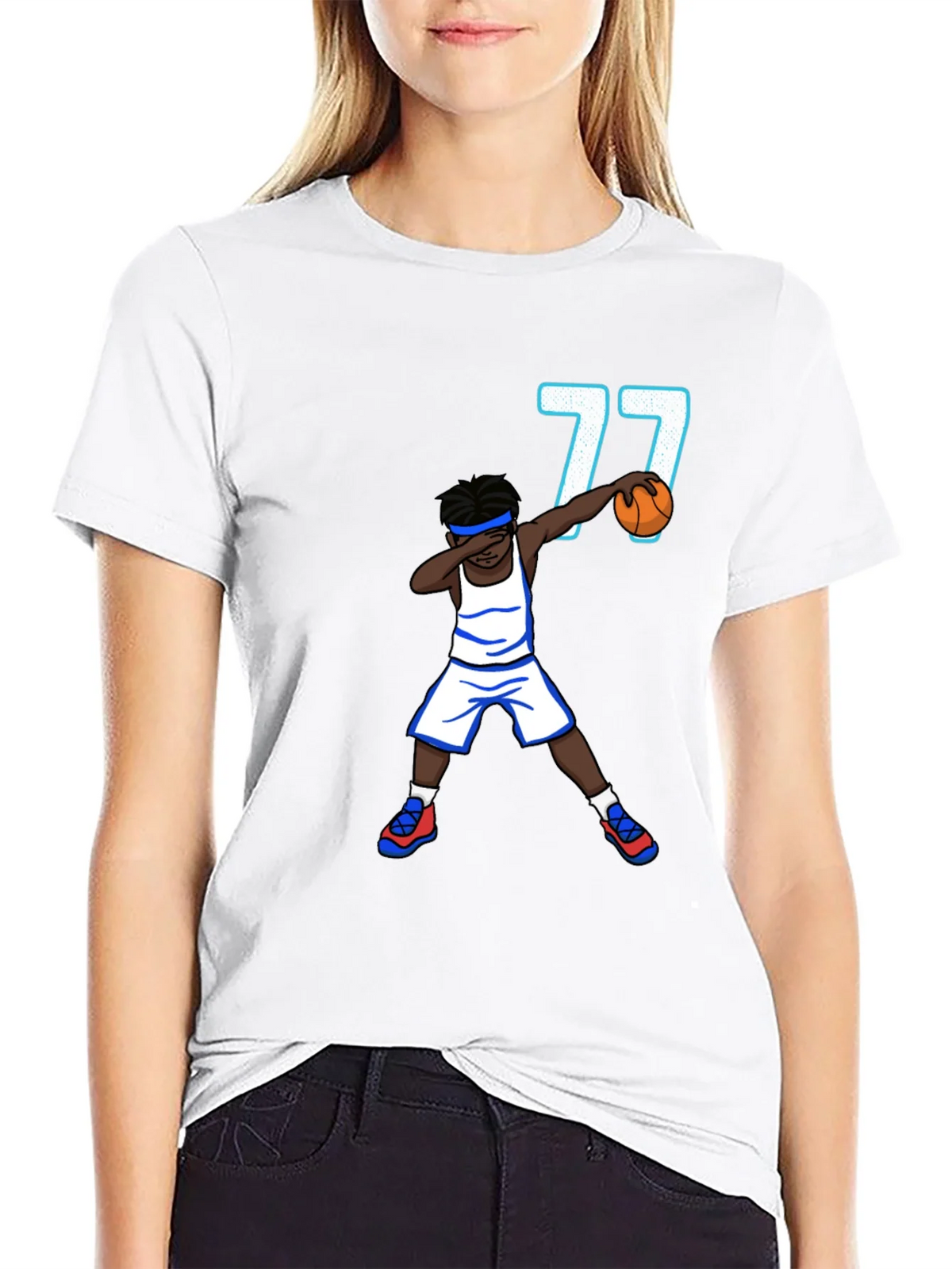 Dabbing Basketball Player T-Shirt - Number 77 product image 8
