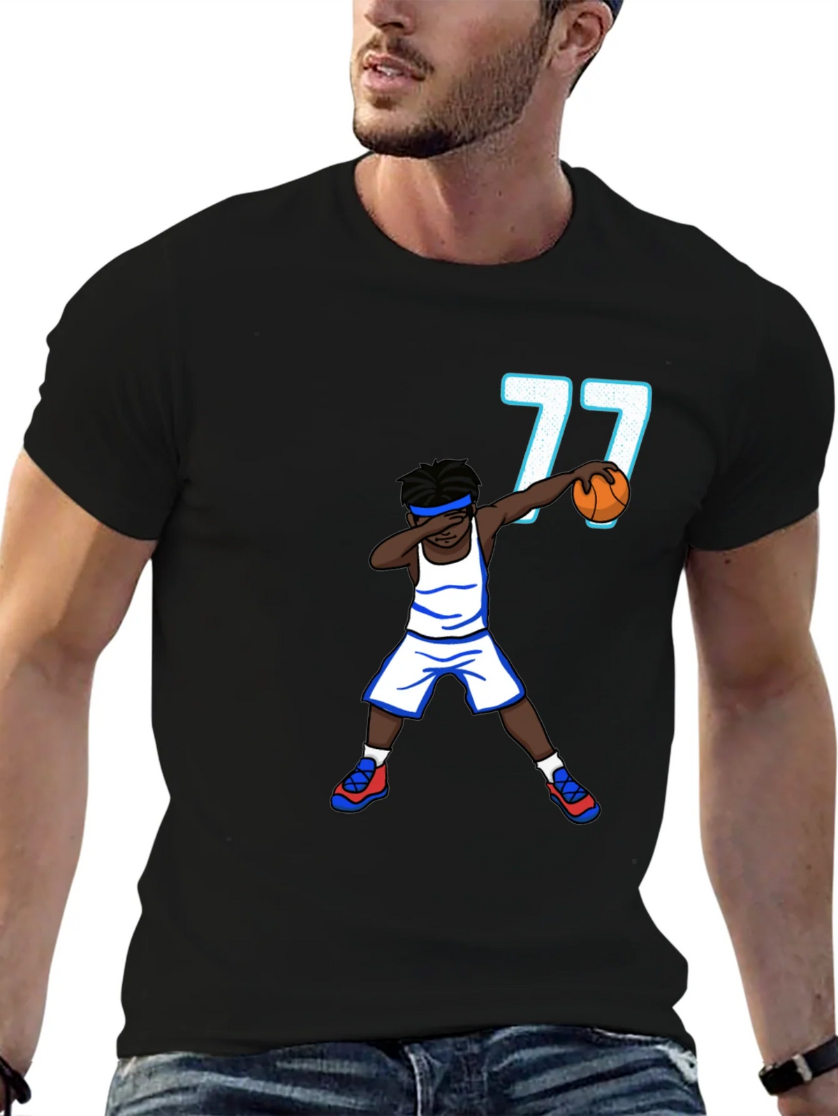Dabbing Basketball Player T-Shirt - Number 77 product image 6