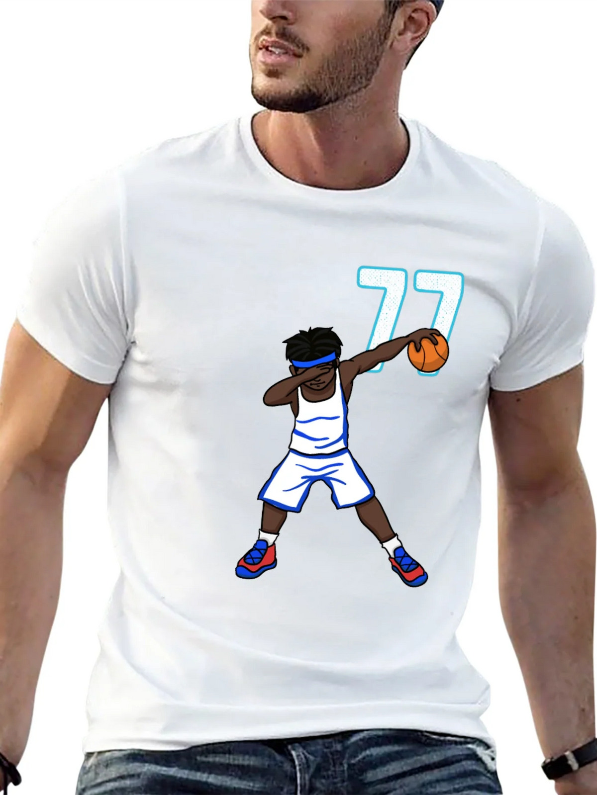 Dabbing Basketball Player T-Shirt - Number 77 product image 12