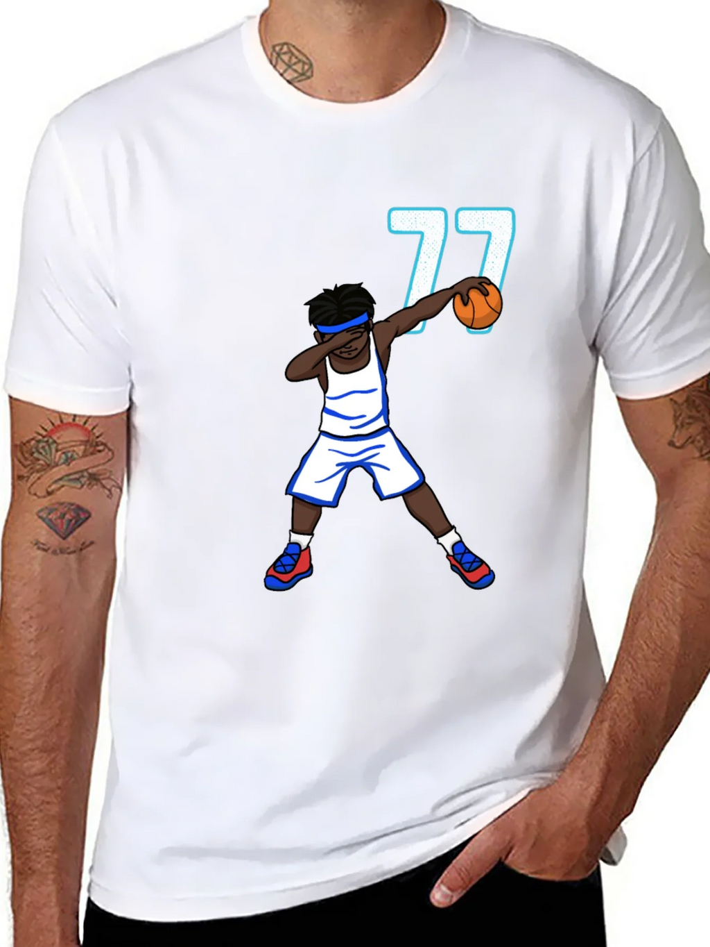 Dabbing Basketball Player T-Shirt - Number 77 product image 7
