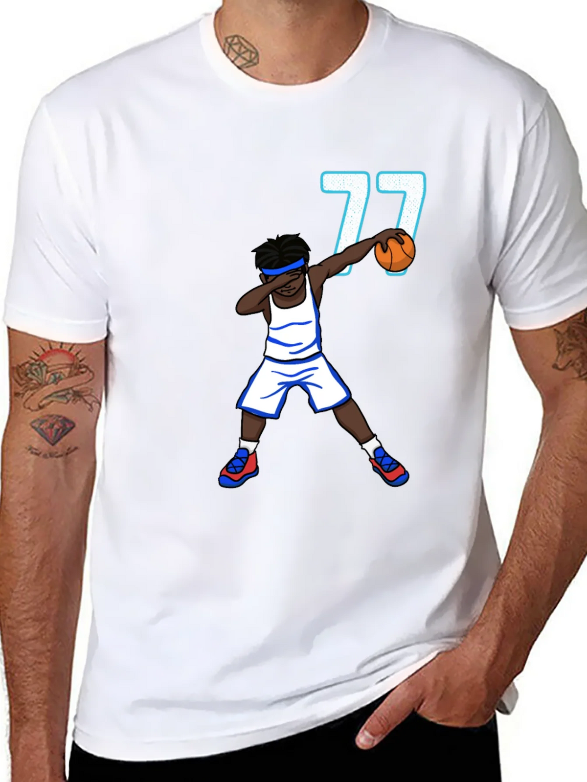 Dabbing Basketball Player T-Shirt - Number 77 product image 7