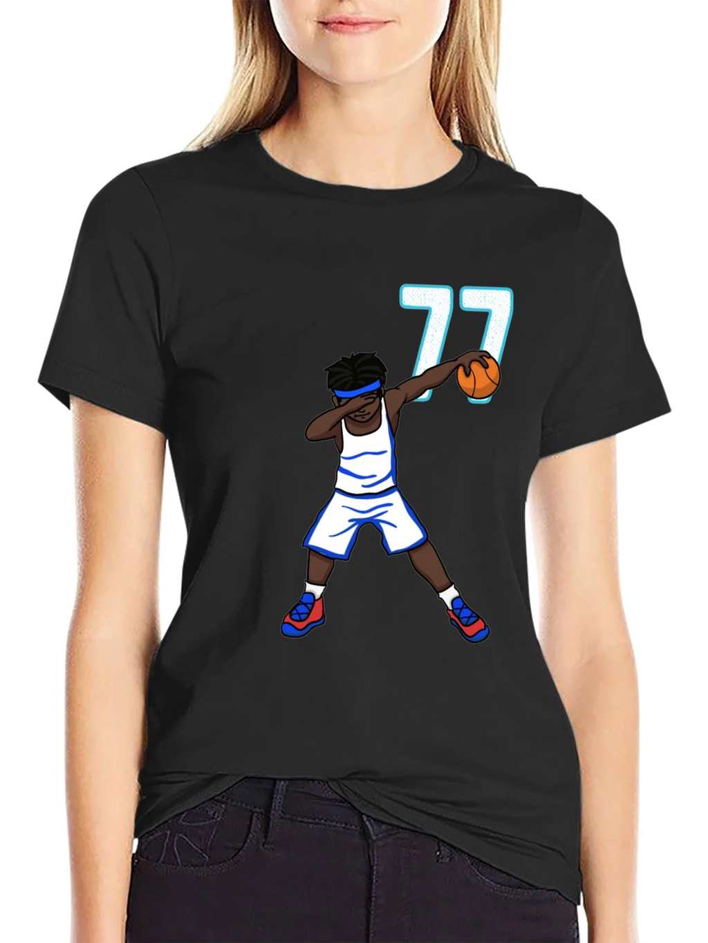 Dabbing Basketball Player T-Shirt - Number 77 product image 2