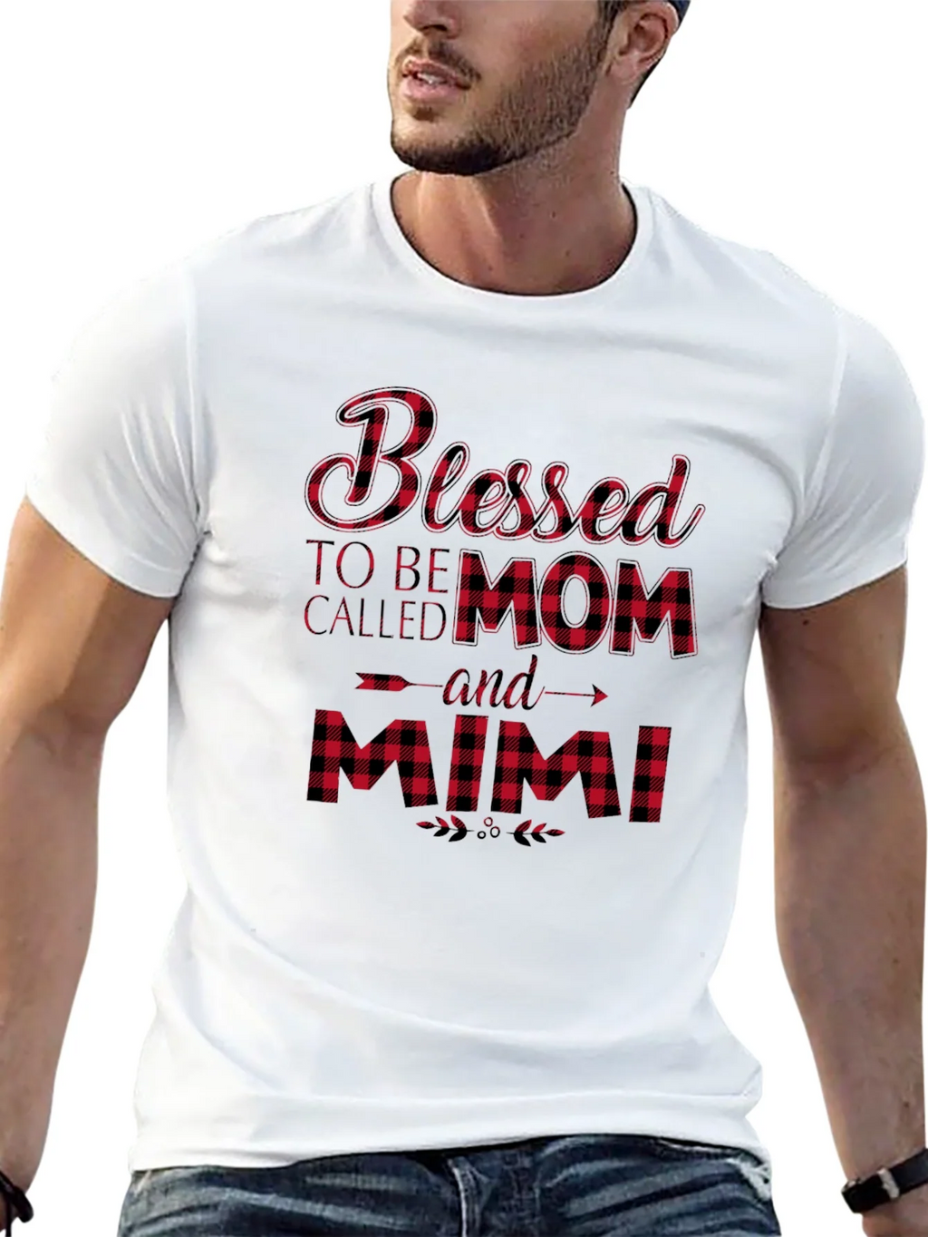 Blessed Mom and Mimi Buffalo Plaid T-Shirt product image 12