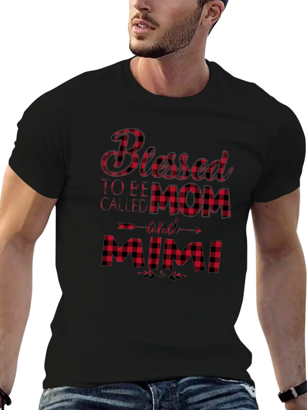 Blessed Mom and Mimi Buffalo Plaid T-Shirt product image 6