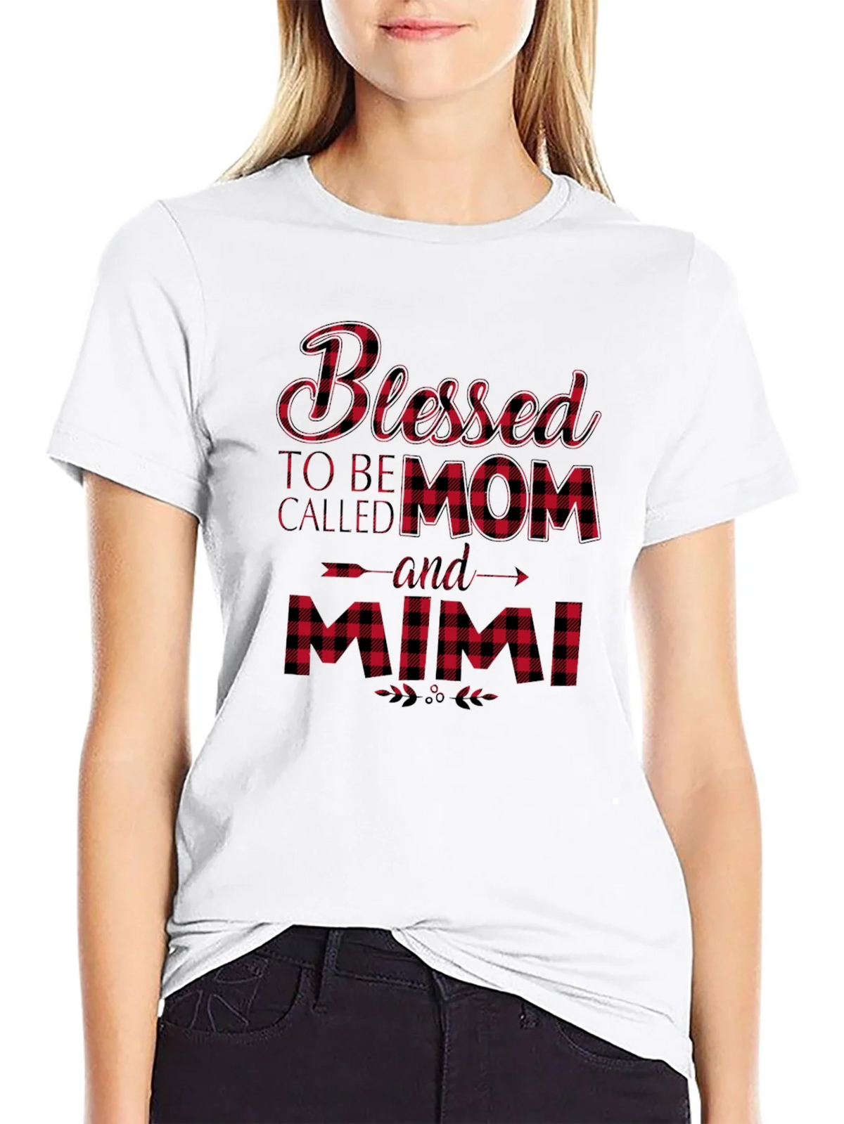 Blessed Mom and Mimi Buffalo Plaid T-Shirt product image 8
