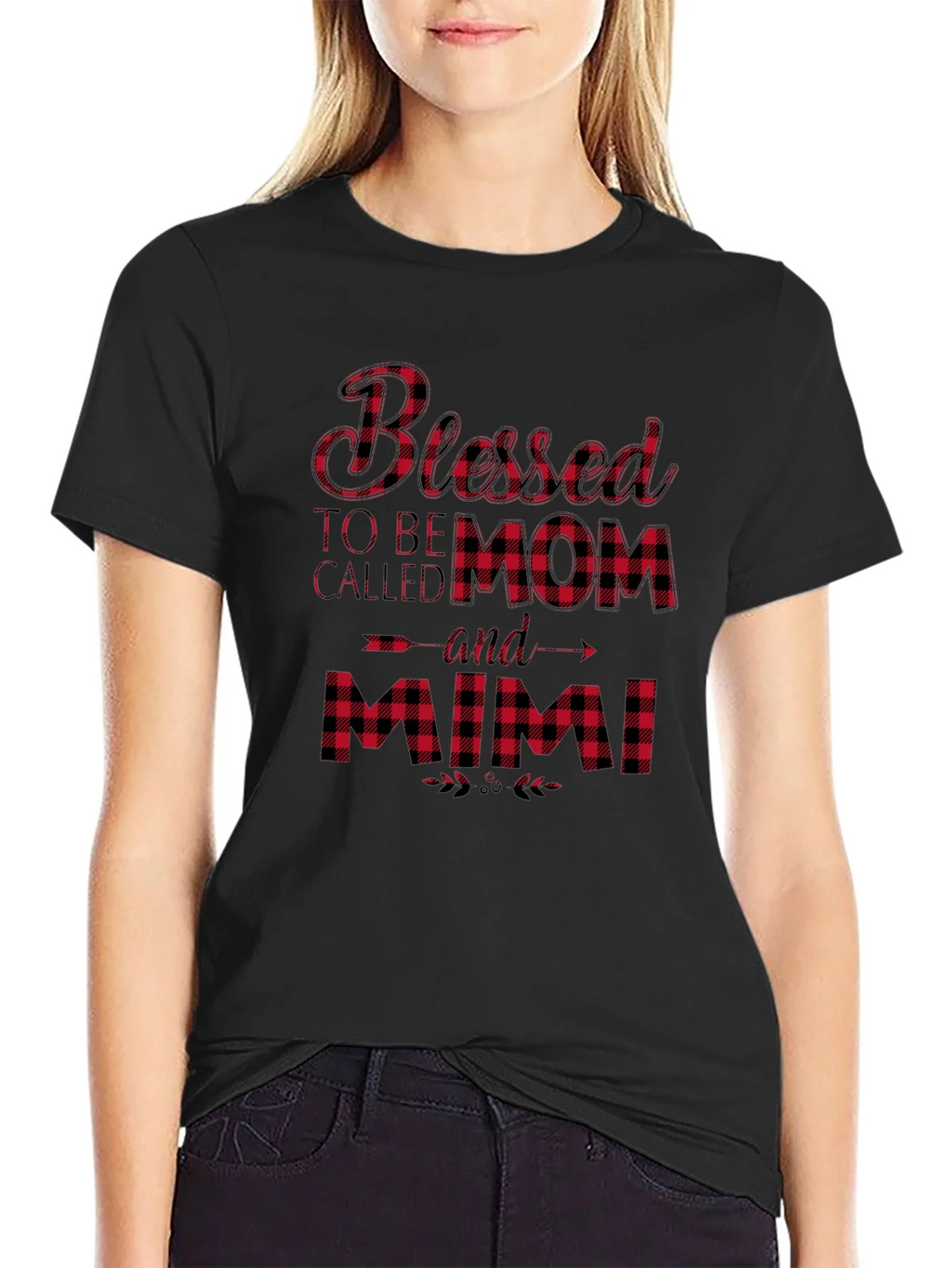 Blessed Mom and Mimi Buffalo Plaid T-Shirt product image 2