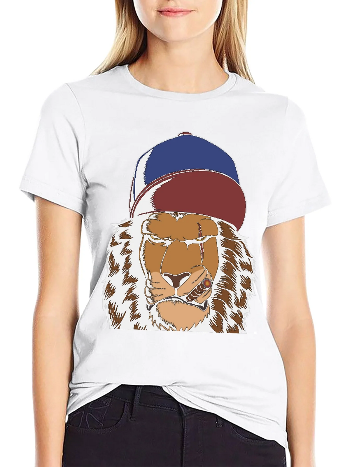 Lion with Cigar Graphic Tee - Streetwear Style