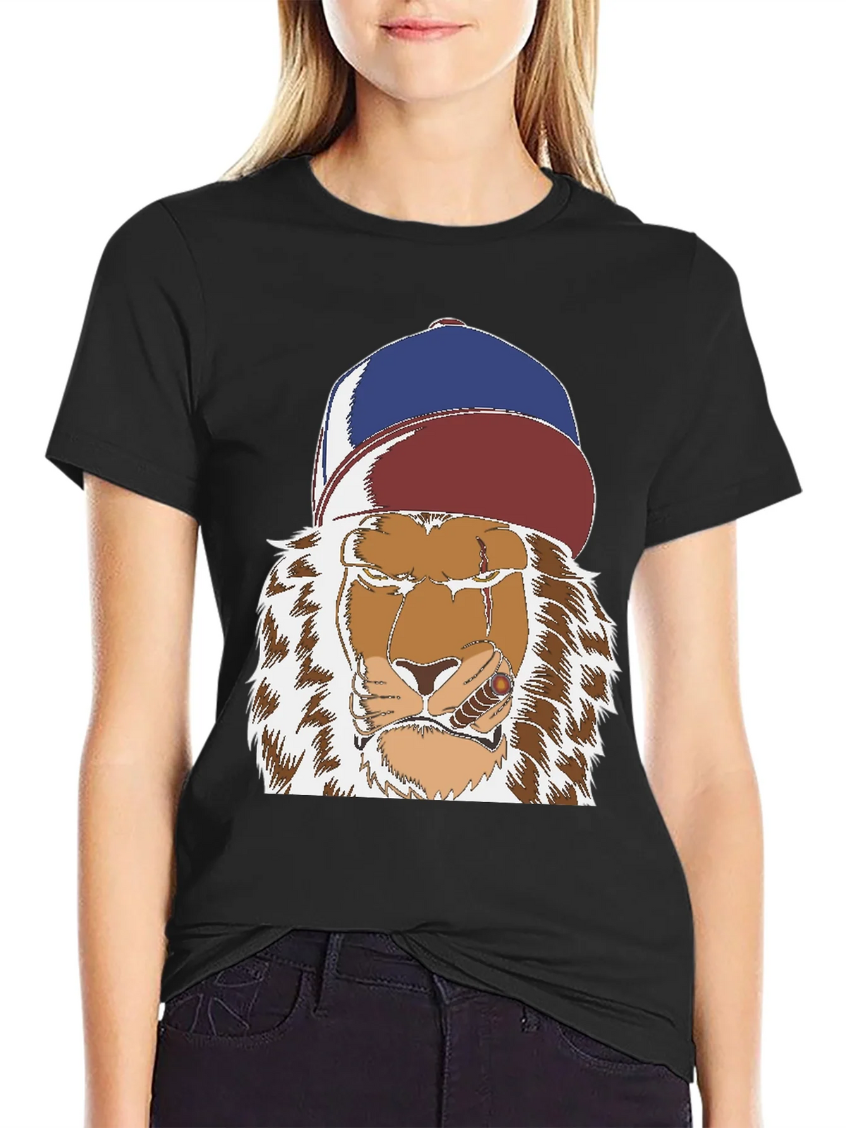 Lion with Cigar Graphic Tee - Streetwear Style