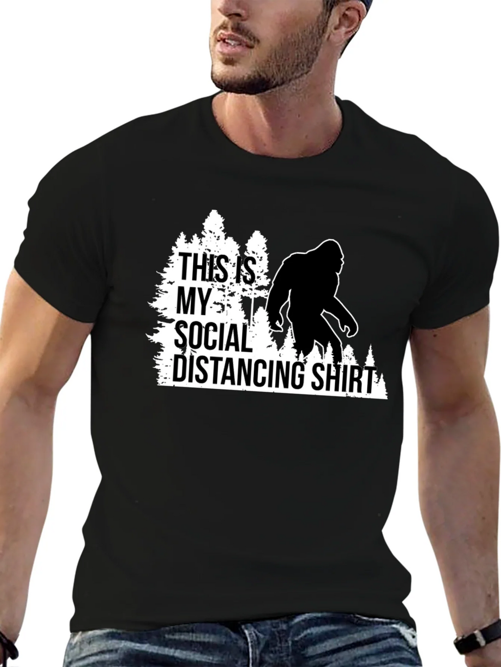Funny Social Distancing Bigfoot Graphic Tee product image 6