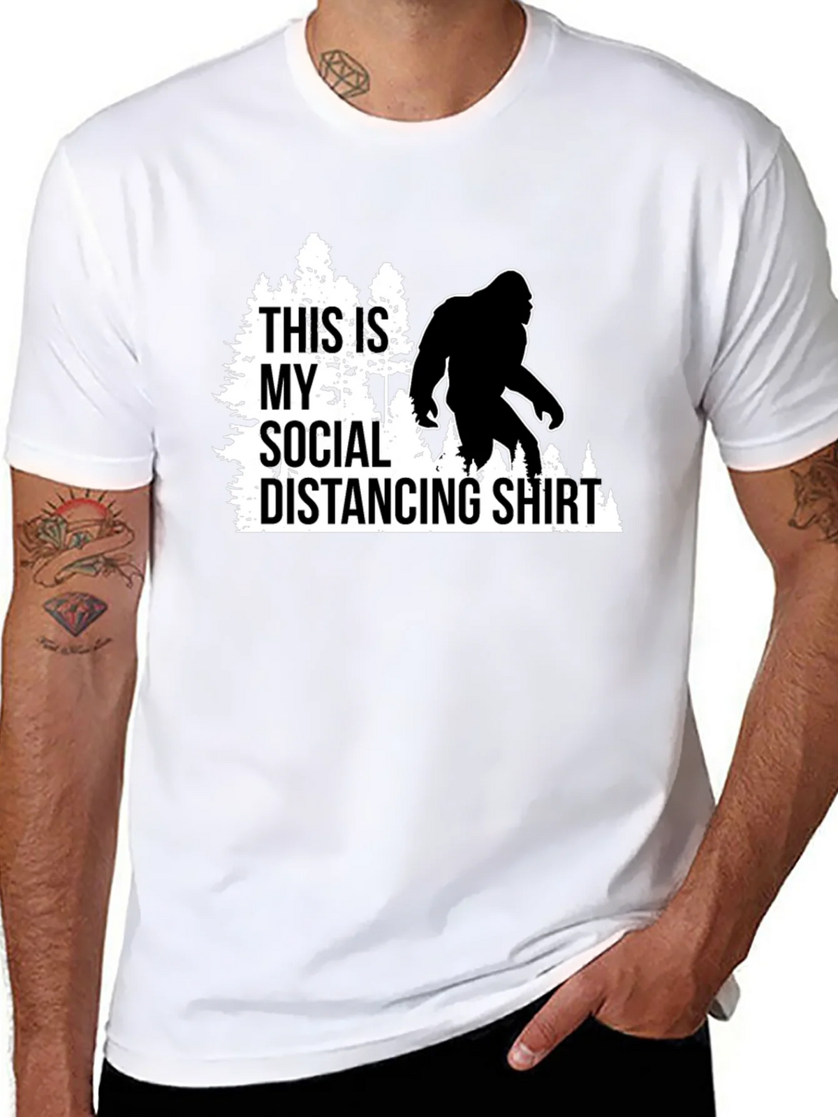 Funny Social Distancing Bigfoot Graphic Tee product image 7