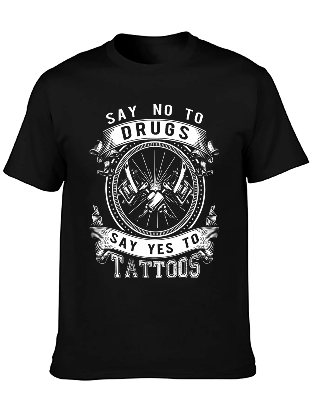Say No to Drugs Yes to Tattoos Black Graphic Tee product image 3