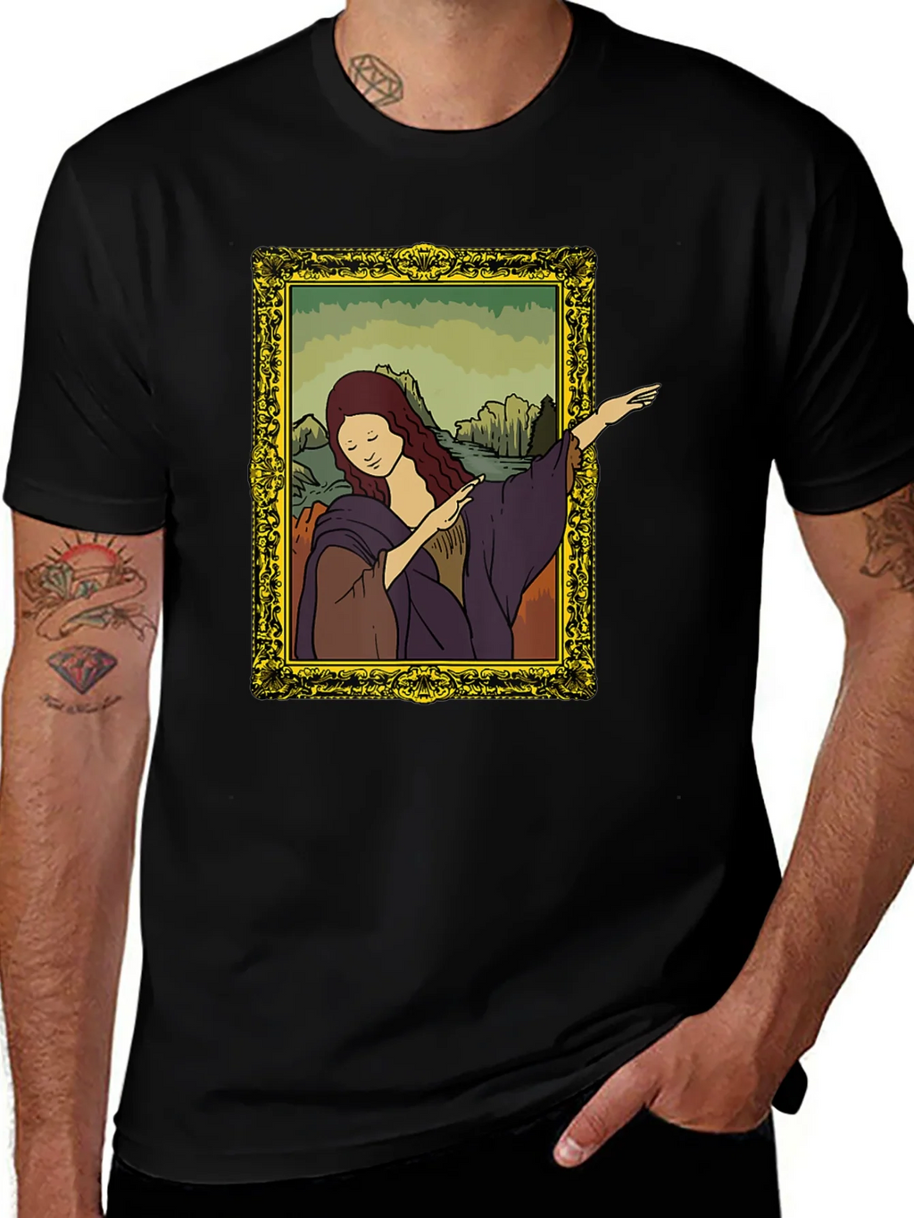 Mona Lisa Dabbing Graphic Tee - Black product image 1