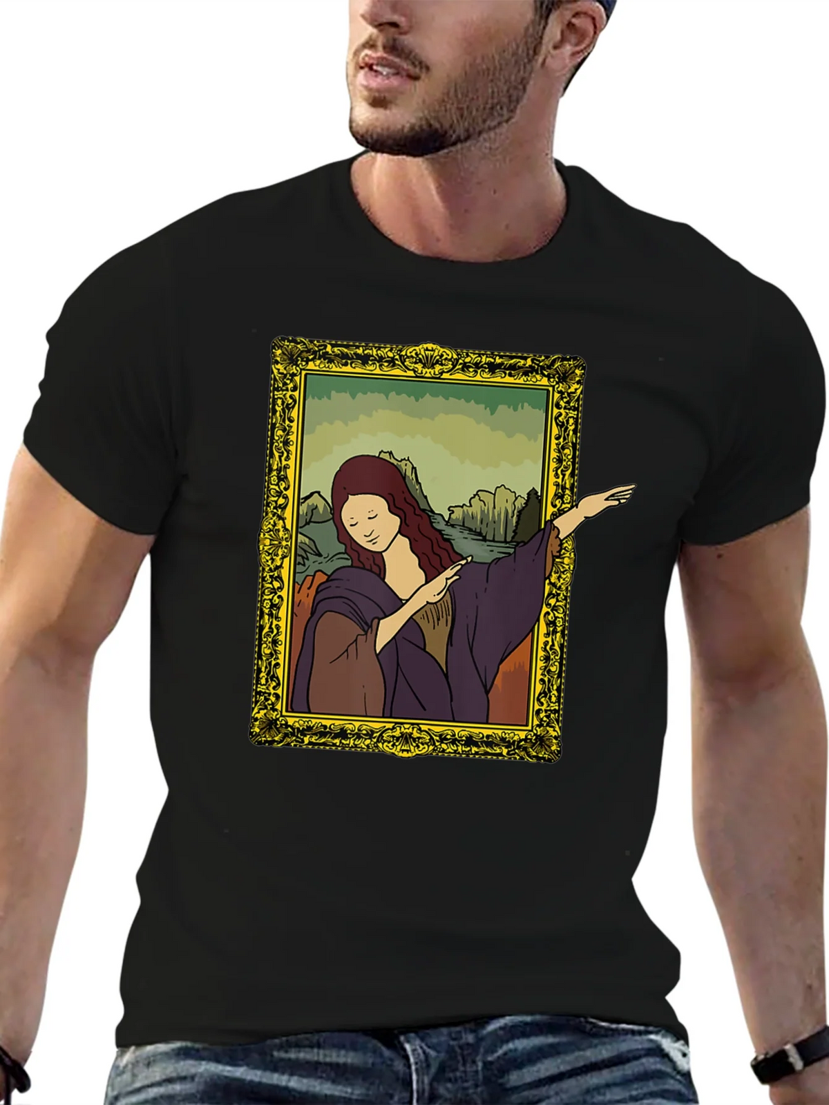 Mona Lisa Dabbing Graphic Tee - Black product image 6