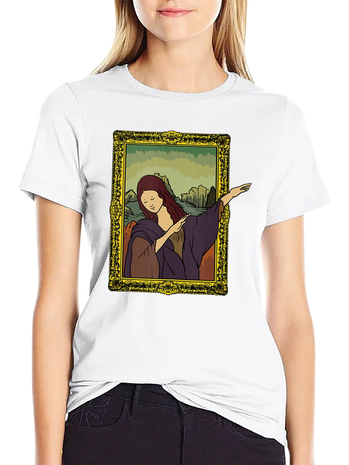 Mona Lisa Dabbing Graphic Tee - Black product image 8