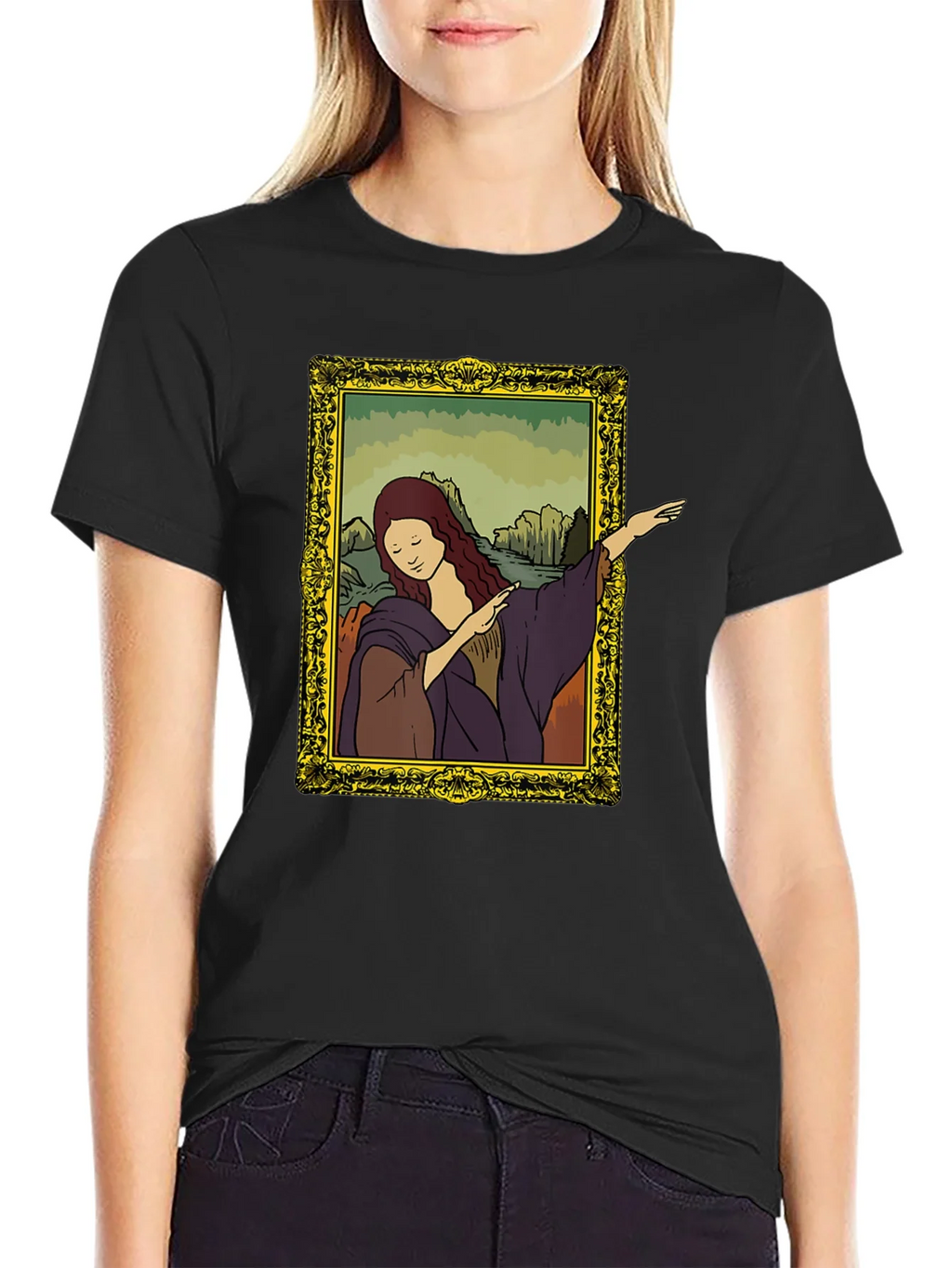 Mona Lisa Dabbing Graphic Tee - Black product image 2