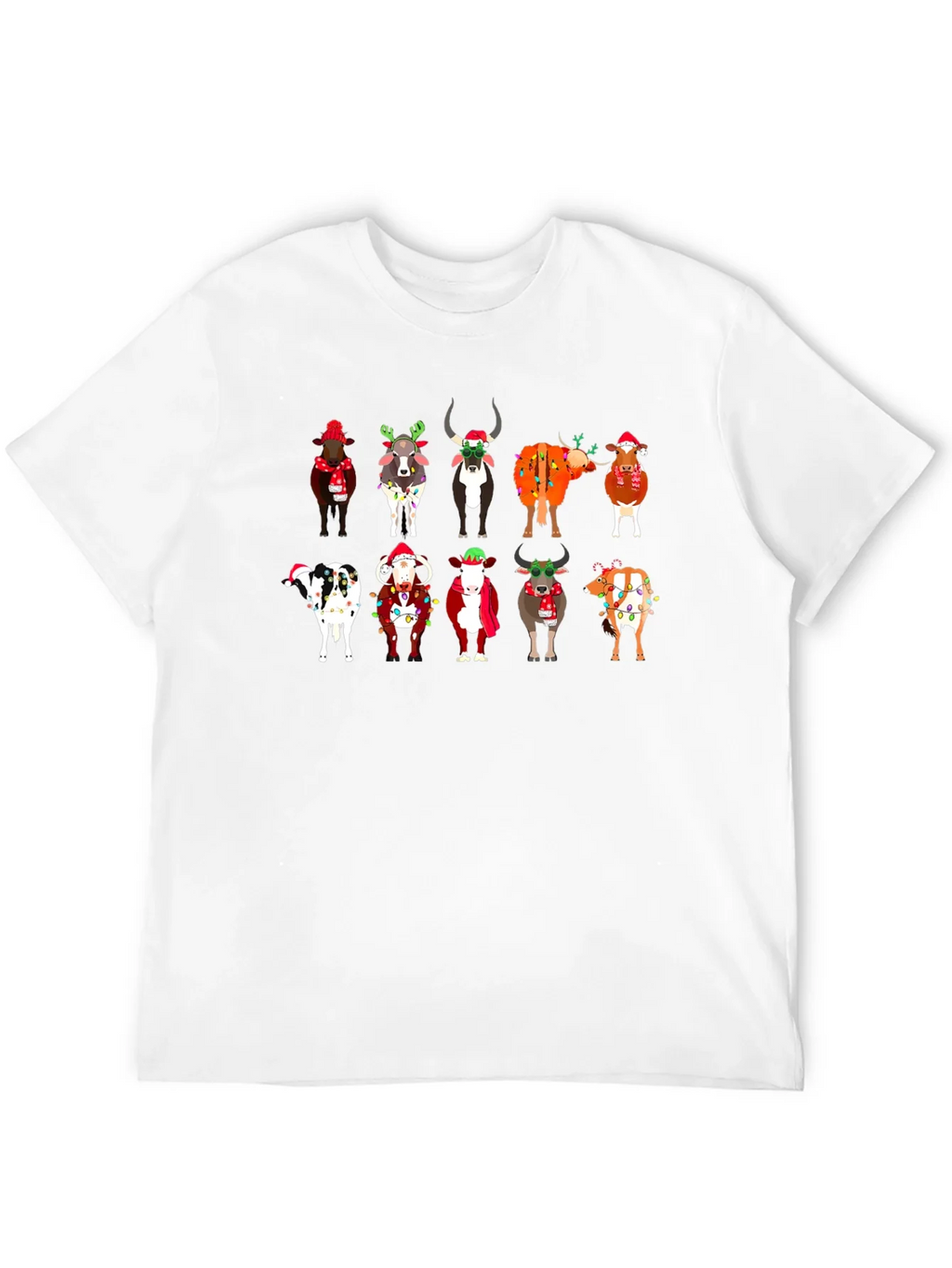 Festive Christmas Cows Black T-Shirt product image 11