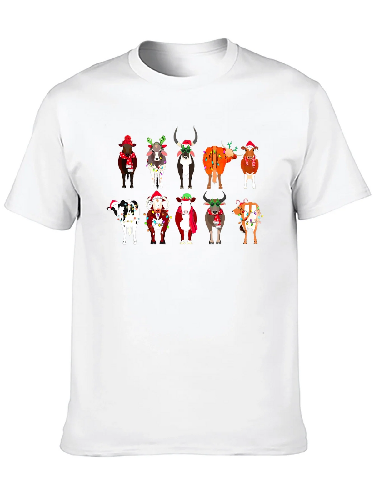 Festive Christmas Cows Black T-Shirt product image 9