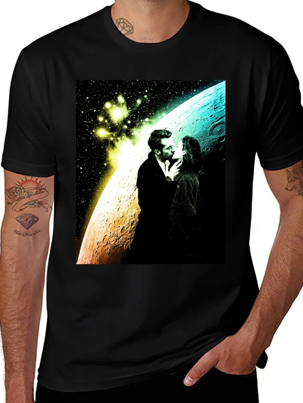 Romantic Space Kiss Graphic Tee product image 1