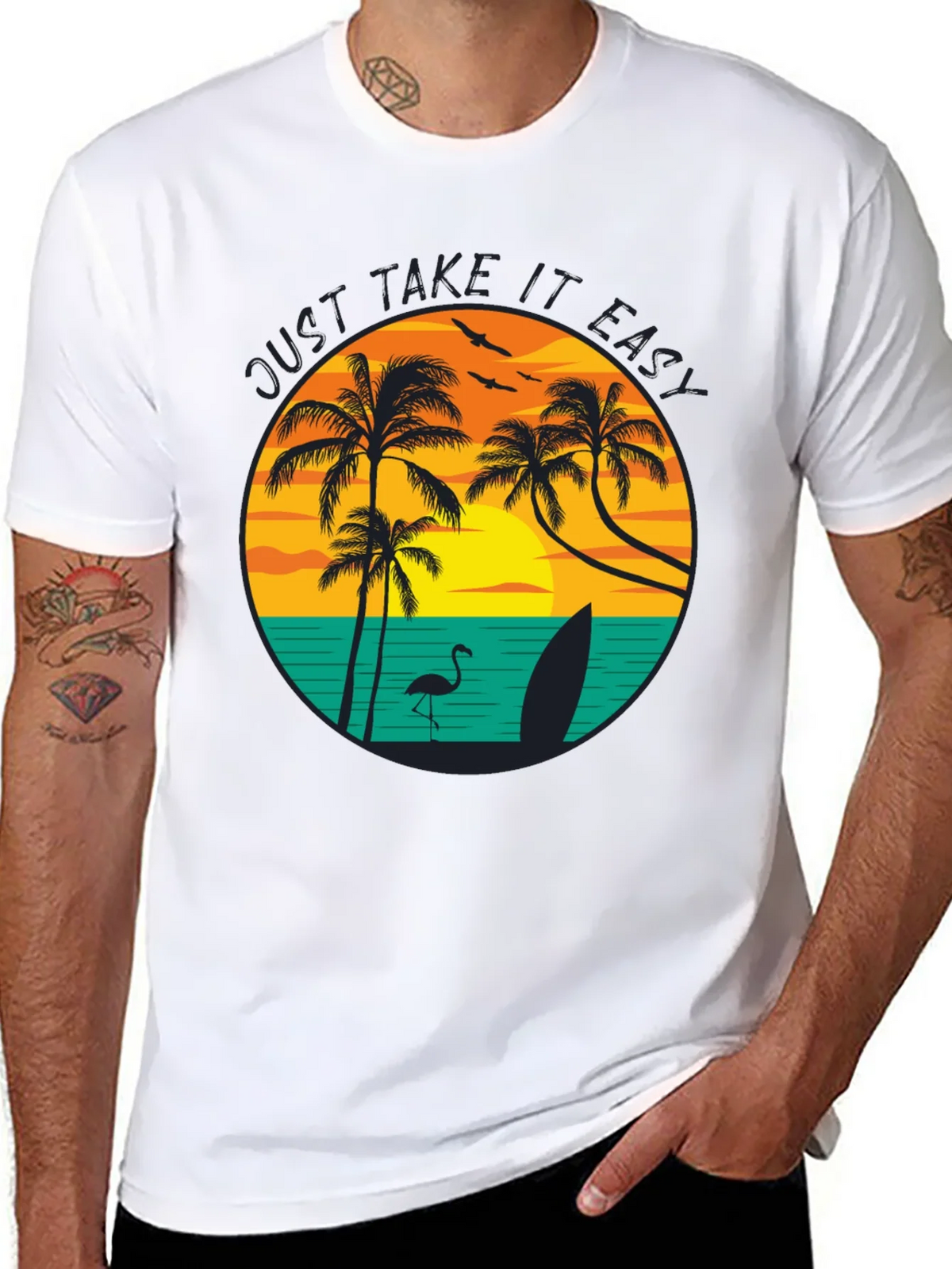 Just Take It Easy Graphic Tee - Tropical Beach Design product image 7