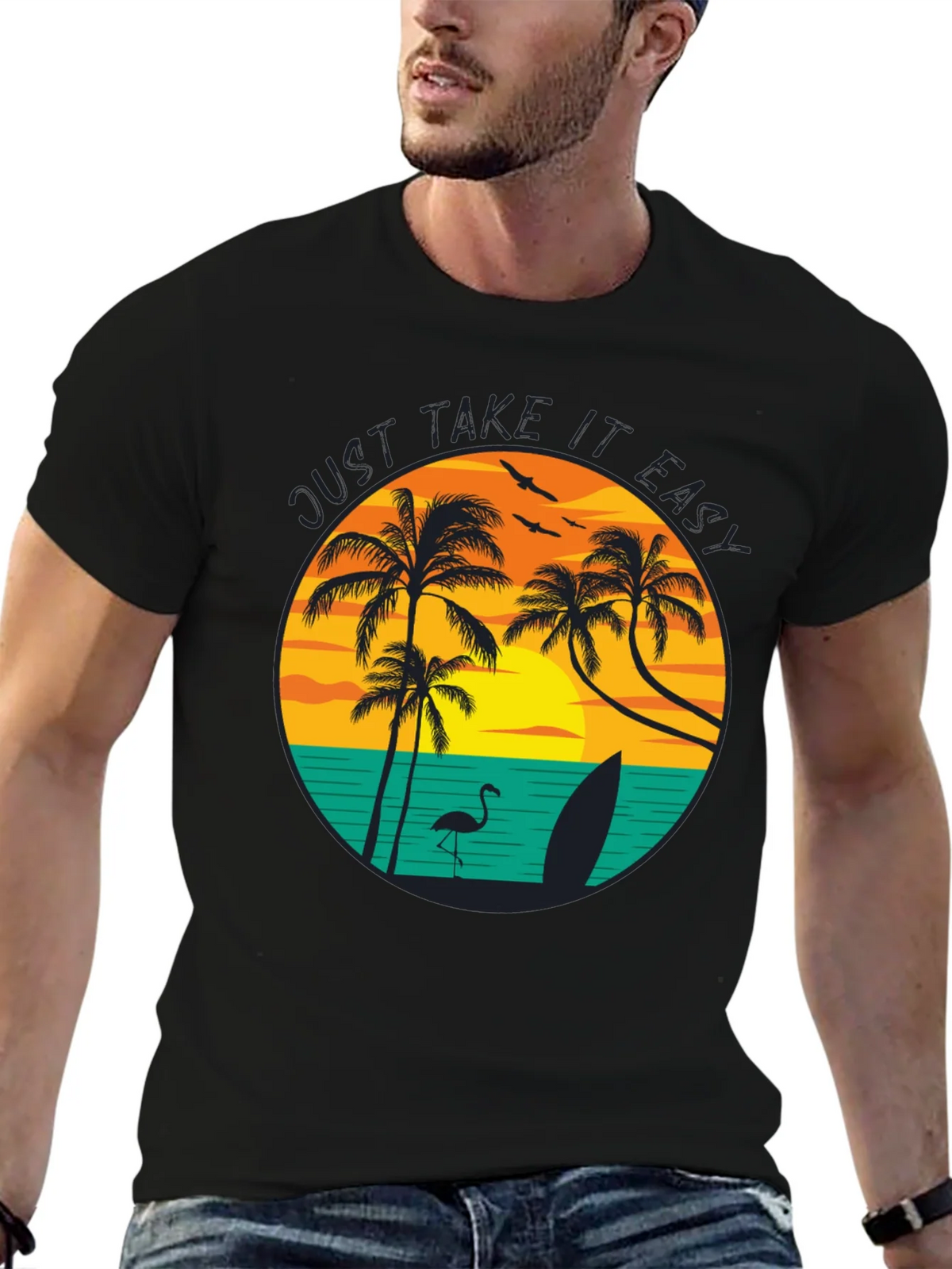 Just Take It Easy Graphic Tee - Tropical Beach Design product image 6