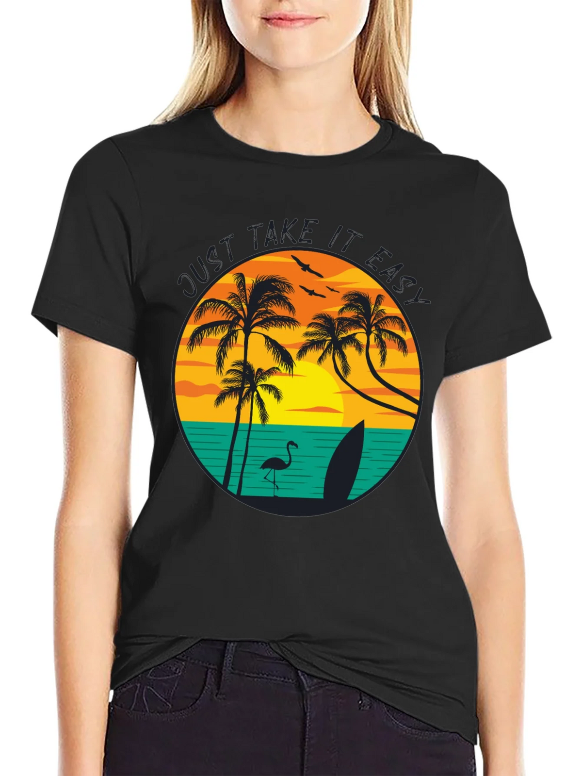 Just Take It Easy Graphic Tee - Tropical Beach Design product image 2