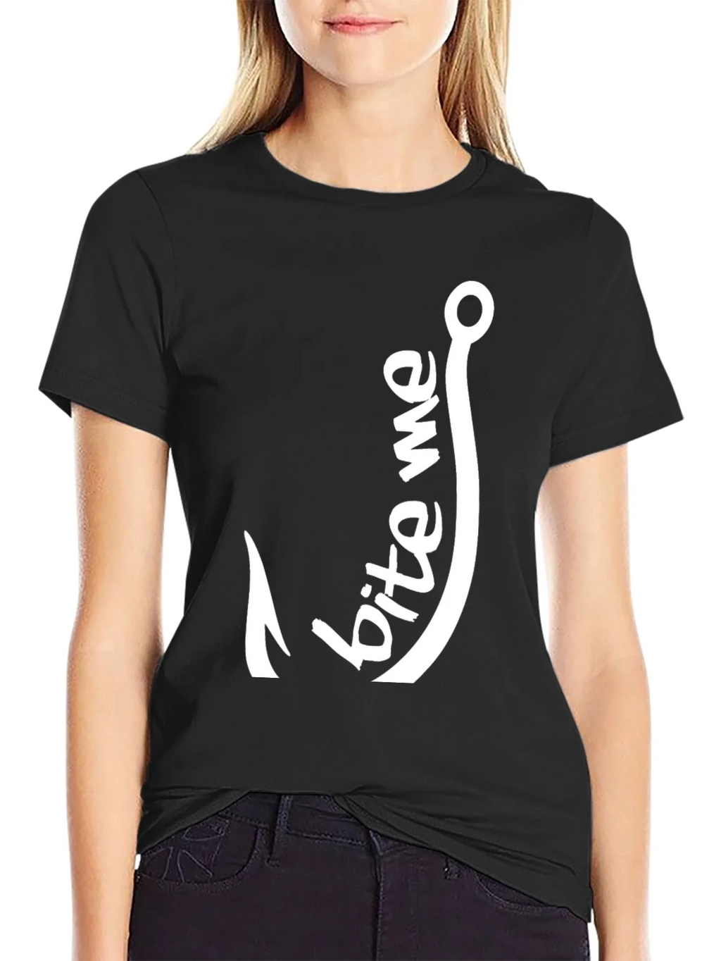 Bite Me Fishing Hook Graphic Tee - Black product image 1
