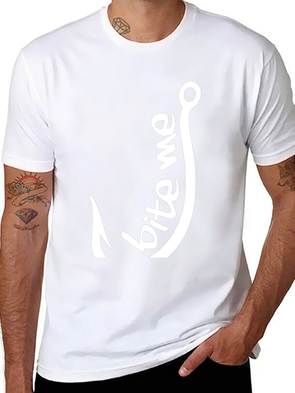 Bite Me Fishing Hook Graphic Tee - Black product image 6