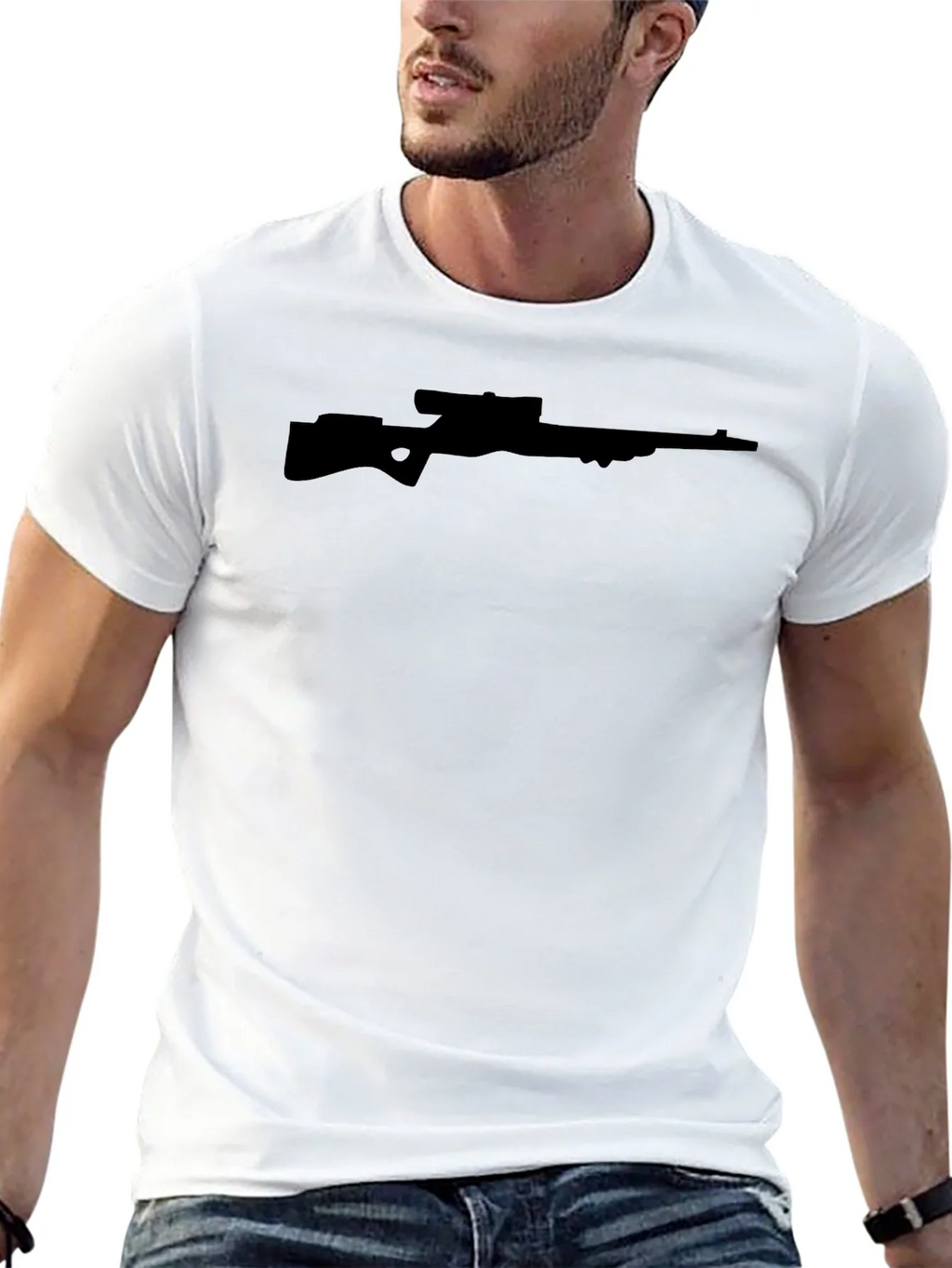 Sniper Rifle Graphic Tee - Black Crew Neck product image 12