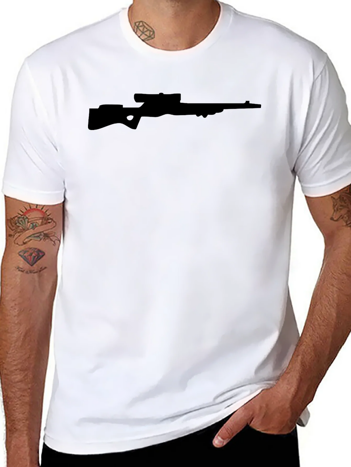 Sniper Rifle Graphic Tee - Black Crew Neck product image 7