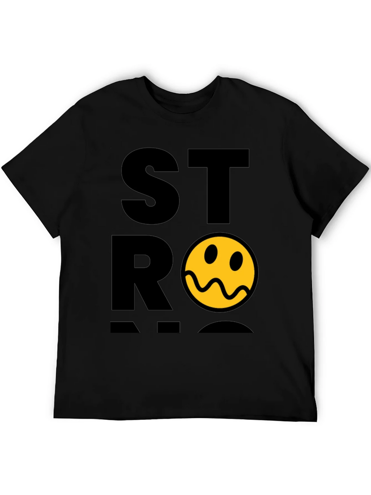 Stylish Black T-Shirt with Distorted Smiley Graphic product image 5