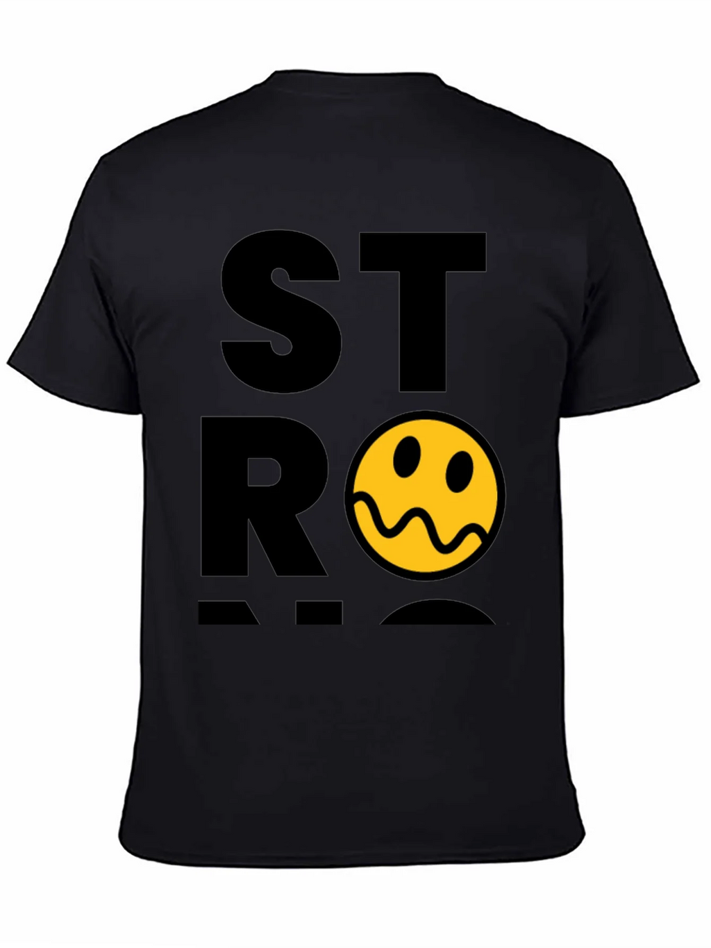 Stylish Black T-Shirt with Distorted Smiley Graphic product image 4