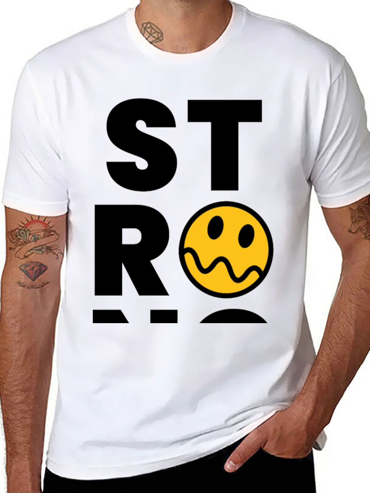 Stylish Black T-Shirt with Distorted Smiley Graphic product image 7