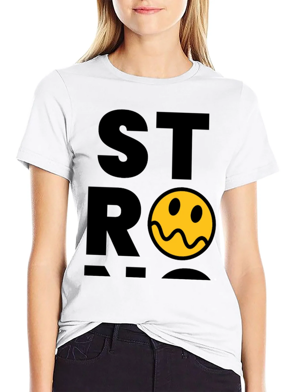 Stylish Black T-Shirt with Distorted Smiley Graphic product image 8
