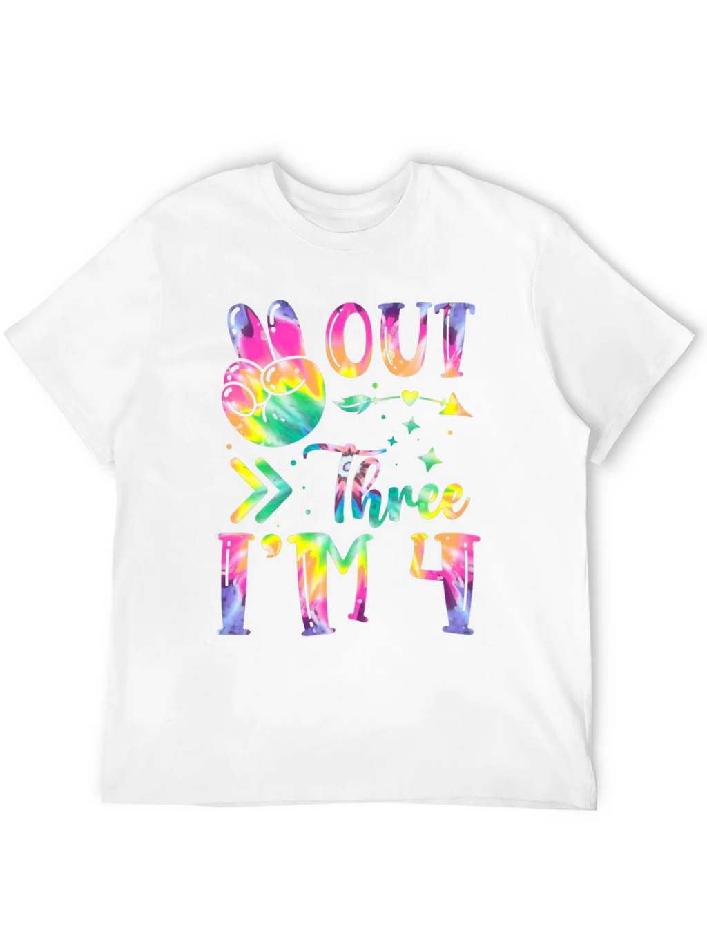 Peace Out Three Im 4 T-Shirt Tie Dye Fourth Birthday product image 5