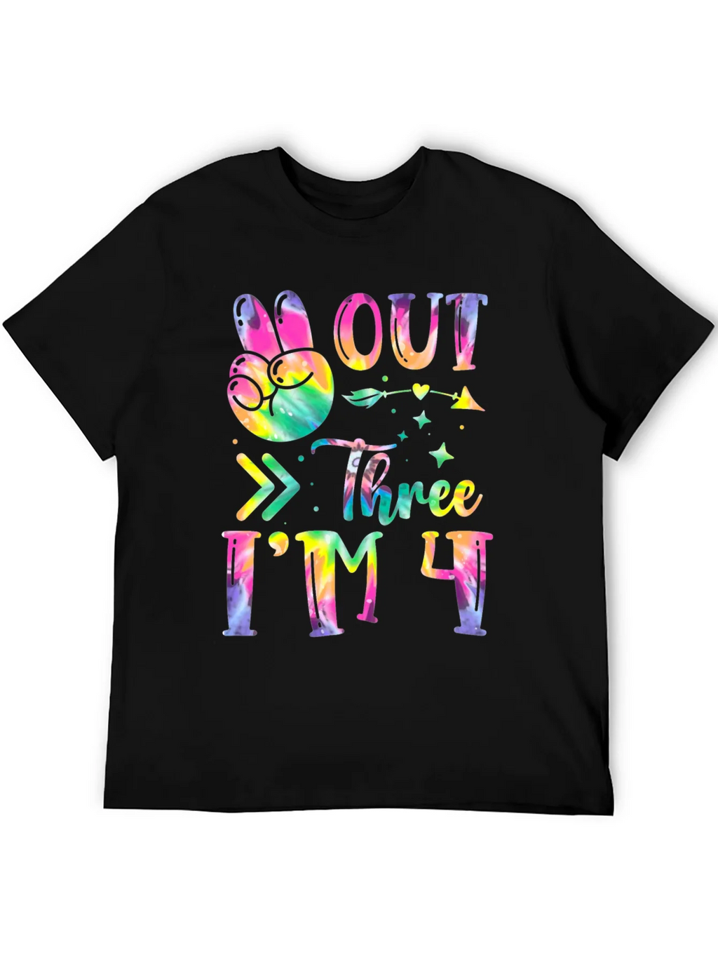 Peace Out Three Im 4 T-Shirt Tie Dye Fourth Birthday product image 1