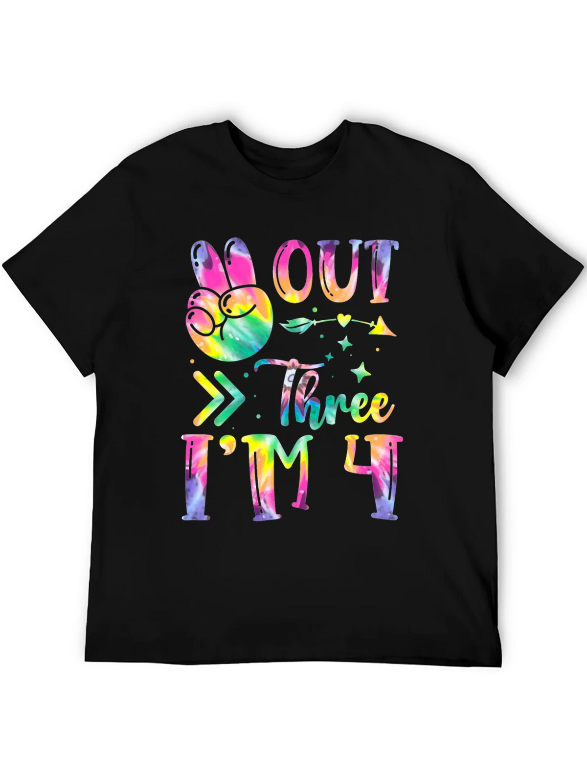 Peace Out Three Im 4 T-Shirt Tie Dye Fourth Birthday product image 1