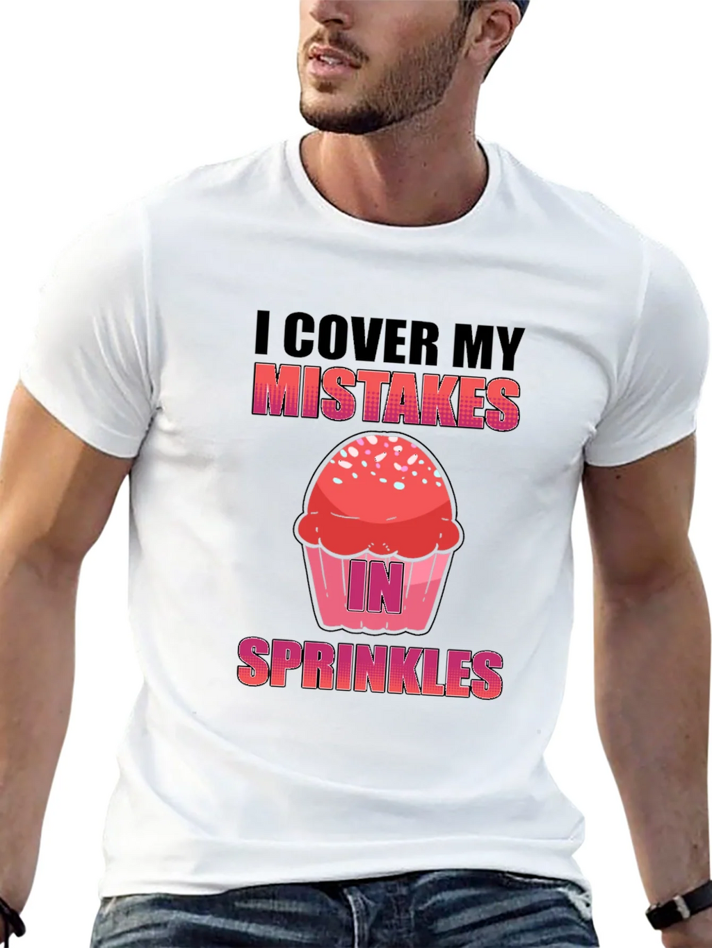 Funny Baker T-Shirt - I Cover My Mistakes In Sprinkles product image 3