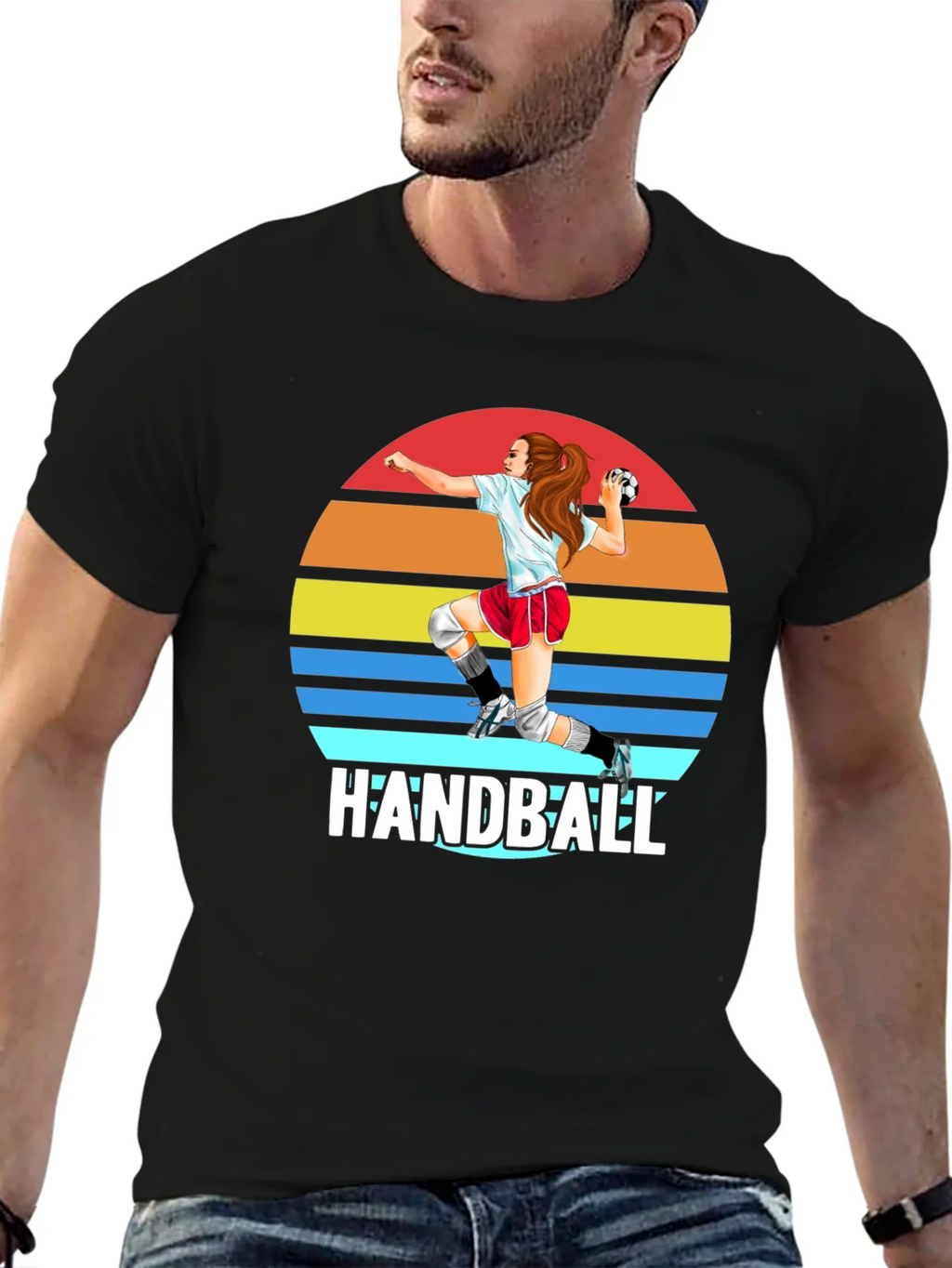 Handball Sunset Graphic T-Shirt product image 6