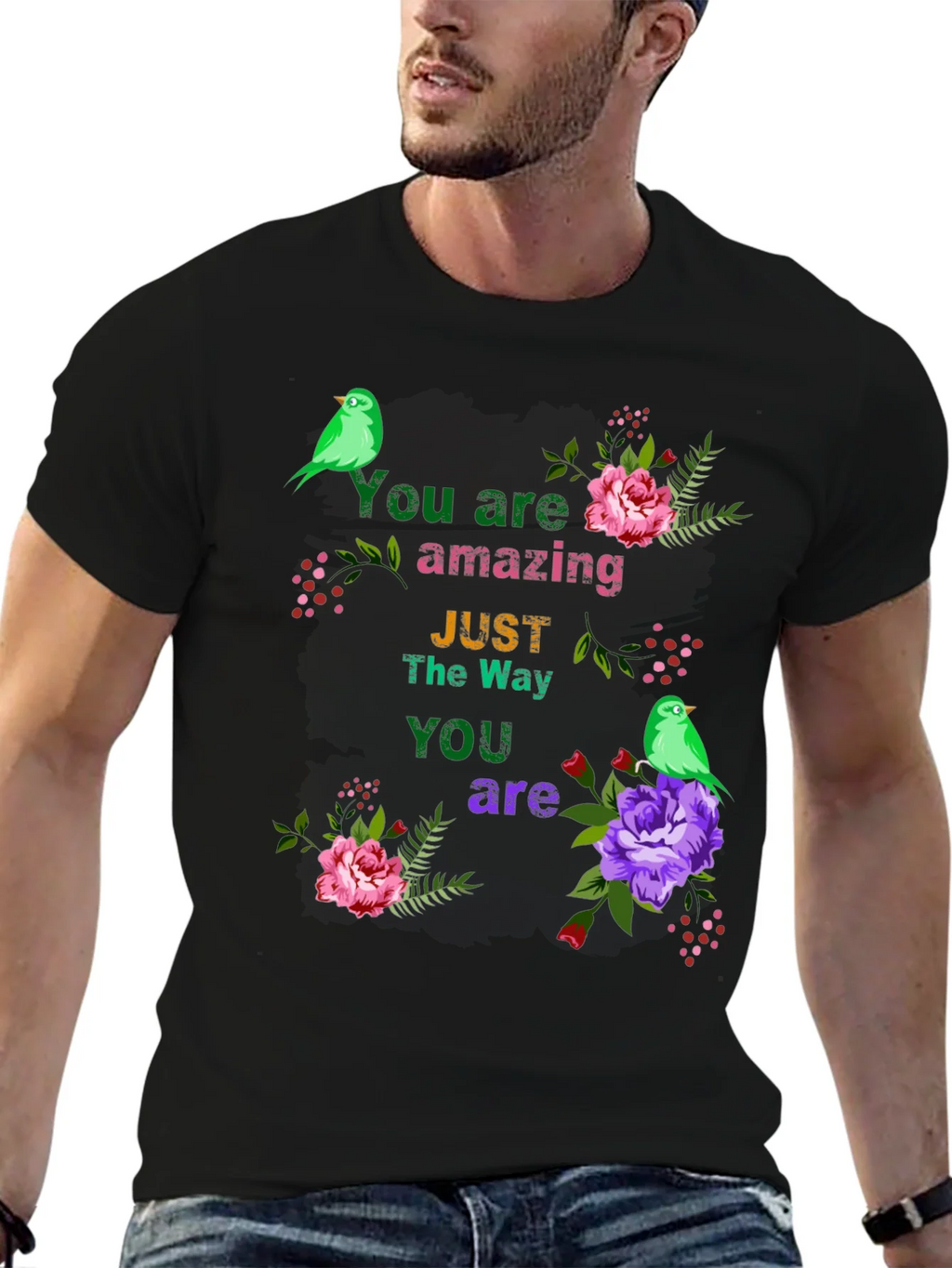 You Are Amazing T-Shirt with Floral Bird Accents product image 5