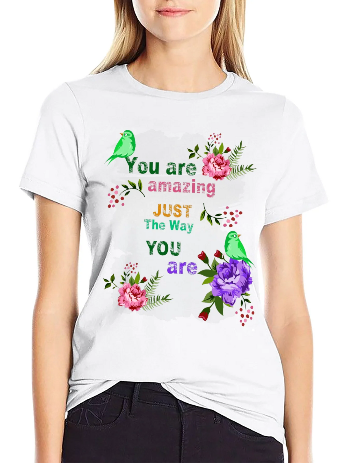You Are Amazing T-Shirt with Floral Bird Accents product image 7