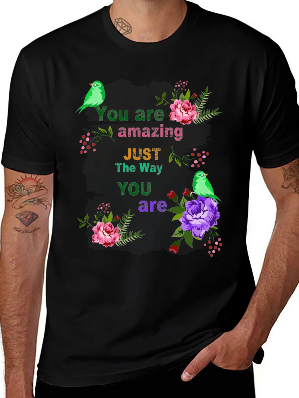 You Are Amazing T-Shirt with Floral Bird Accents product image 1
