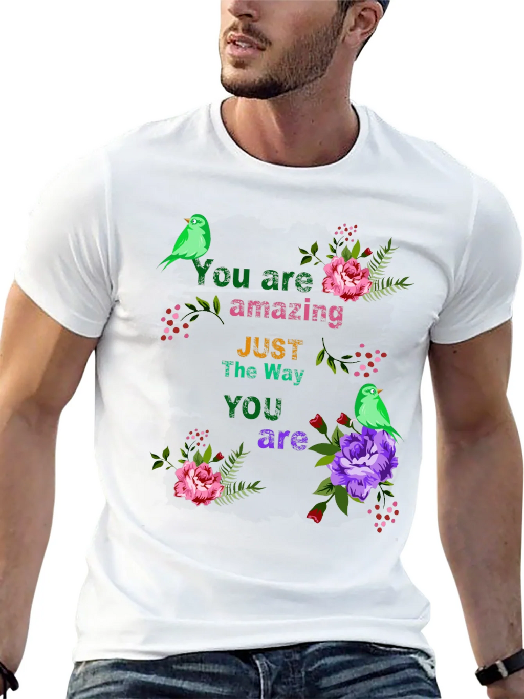 You Are Amazing T-Shirt with Floral Bird Accents product image 11