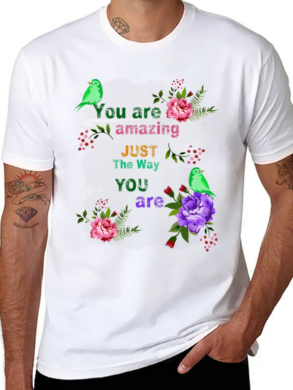 You Are Amazing T-Shirt with Floral Bird Accents product image 6
