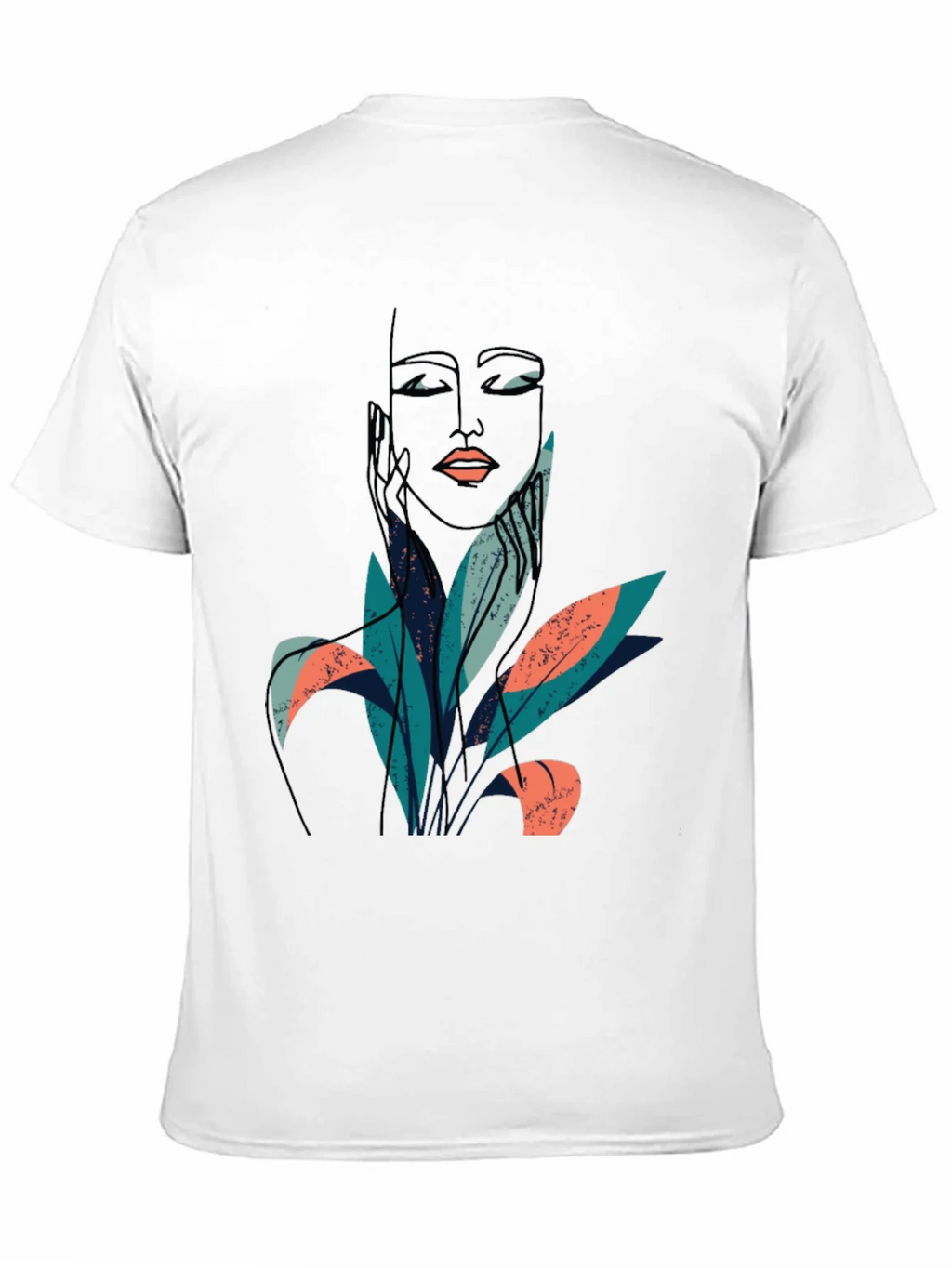 Abstract Face & Foliage Graphic Tee - Unisex Black T-Shirt product image 10