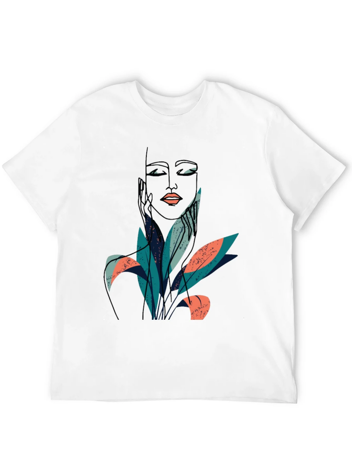Abstract Face & Foliage Graphic Tee - Unisex Black T-Shirt product image 11